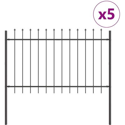 Clôture de jardin VidaXL à pointe de lance grise 8,5x1,2 m en acier Clôture de jardin VidaXL à pointe de lance grise 8,5x1,2 m en acier