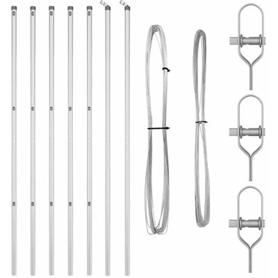 Ensemble de Poteaux de Clôture en Acier Galvanisé vidaXL - 7 Pièces Ensemble de Poteaux de Clôture en Acier Galvanisé vidaXL - 7 Pièces