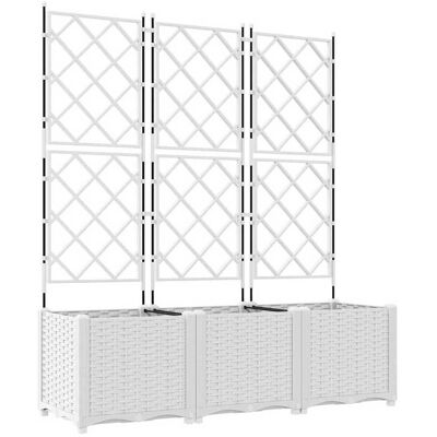 Vidaxl Pot de fleurs blanc avec treillis 3 pcs 120x40x143 cm - Pot avec Support Vidaxl Pot de fleurs blanc avec treillis 3 pcs 120x40x143 cm - Pot avec Support