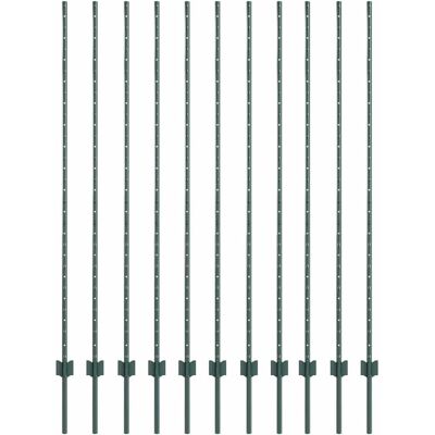 vidaXL Poteau de clôture enchâssé 11 pc Vert 200 cm vidaXL Poteau de clôture enchâssé 11 pc Vert 200 cm