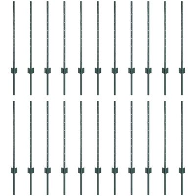 vidaXL Poteau de clôture enchâssé 22 pc Vert 120 cm vidaXL Poteau de clôture enchâssé 22 pc Vert 120 cm