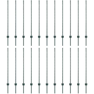 vidaXL Poteau de clôture enchâssé 22 pc Vert 160 cm vidaXL Poteau de clôture enchâssé 22 pc Vert 160 cm