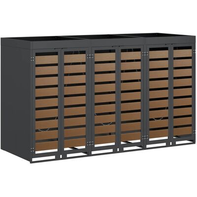 vidaXL Rangement de poubelle à roulettes pour 3 poubelles Acier vidaXL Rangement de poubelle à roulettes pour 3 poubelles Acier