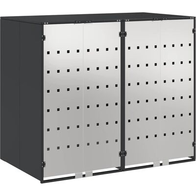 vidaXL Rangement de poubelle à roulettes pour 3 poubelles Anthracite vidaXL Rangement de poubelle à roulettes pour 3 poubelles Anthracite