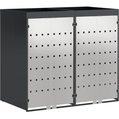 vidaXL Rangement de poubelle à roulettes pour 3 poubelles Anthracite vidaXL Rangement de poubelle à roulettes pour 3 poubelles Anthracite