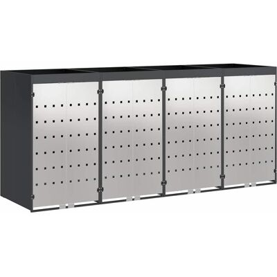 vidaXL Rangement de poubelle à roulettes pour 3 poubelles Anthracite vidaXL Rangement de poubelle à roulettes pour 3 poubelles Anthracite