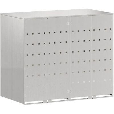 vidaXL Rangement de poubelle à roulettes pour 3 poubelles Argent vidaXL Rangement de poubelle à roulettes pour 3 poubelles Argent