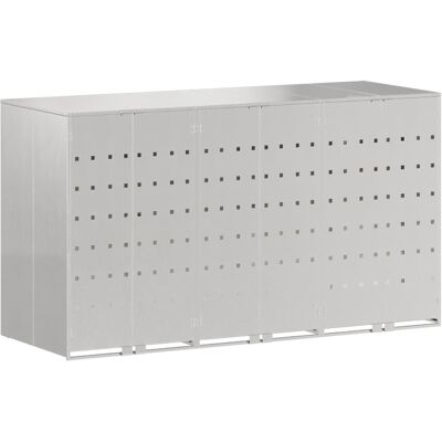 vidaXL Rangement de poubelle à roulettes pour 3 poubelles Argent vidaXL Rangement de poubelle à roulettes pour 3 poubelles Argent