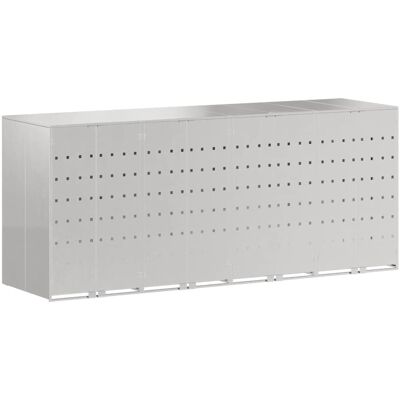vidaXL Rangement de poubelle à roulettes pour 3 poubelles Argent vidaXL Rangement de poubelle à roulettes pour 3 poubelles Argent