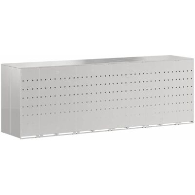 vidaXL Rangement de poubelle à roulettes pour 3 poubelles Argent vidaXL Rangement de poubelle à roulettes pour 3 poubelles Argent