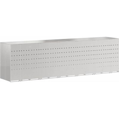 vidaXL Rangement de poubelle à roulettes pour 3 poubelles Argent vidaXL Rangement de poubelle à roulettes pour 3 poubelles Argent