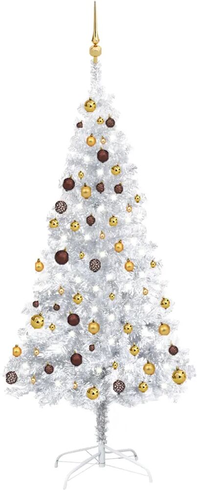 vidaXL Arbre de Noël artificiel avec LED et boules Argenté 180 cm PET