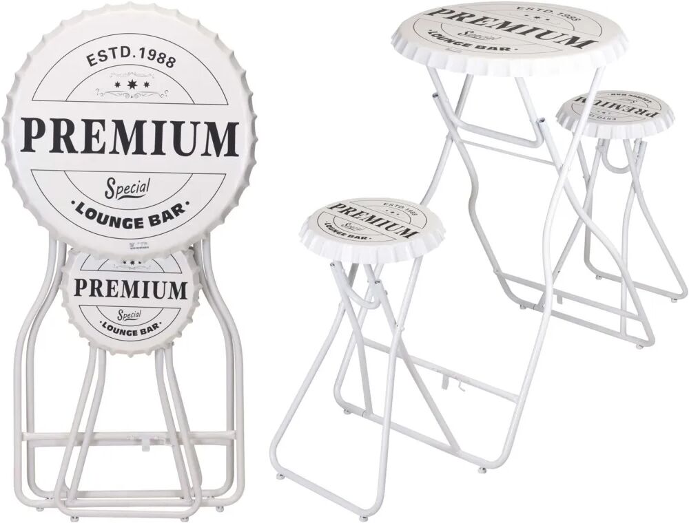 Ambiance Table de bar pliable avec tabourets Blanc