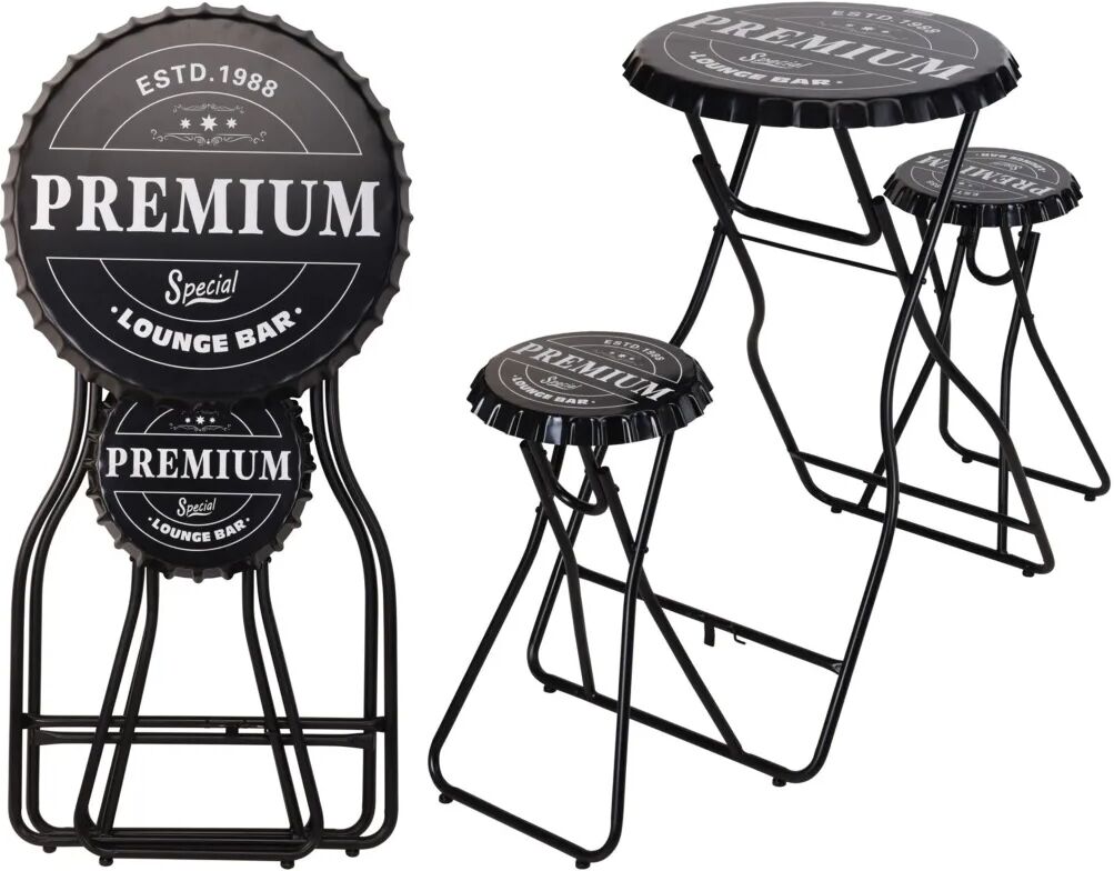 Ambiance Table de bar pliable avec tabourets Noir