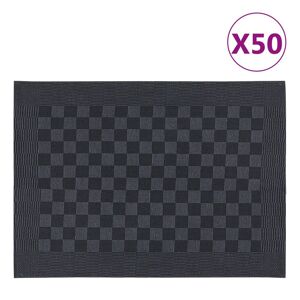 vidaXL Serviettes de cuisine 50 pcs noir et gris 50x70 cm coton