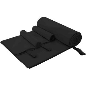 vidaXL Set de serviettes de sport 3 pcs Noir Polyester et Polyamide vidaXL Set de serviettes de sport 3 pcs Noir Polyester et Polyamide