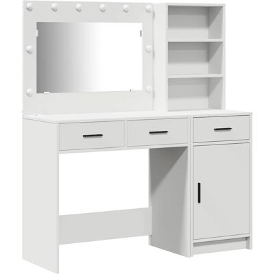 vidaXL Ensemble de 2 tables de maquillage en bois blanc rectangulaires modernes - Mobilier vidaXL Ensemble de 2 tables de maquillage en bois blanc rectangulaires modernes - Mobilier