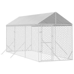 vidaXL Chenil d'extérieur pour chiens avec toit argenté 2x6x2,5 m