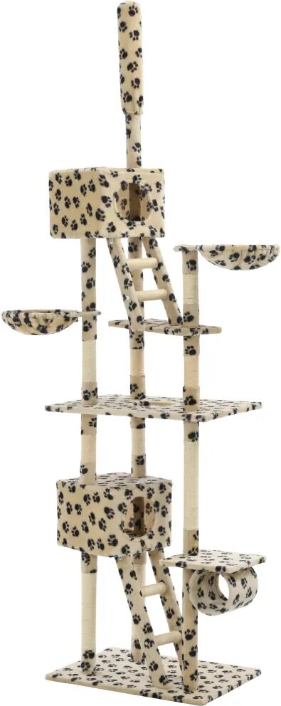 vidaXL Arbre à chat avec griffoir en sisal 230-260cm Beige Motif patte