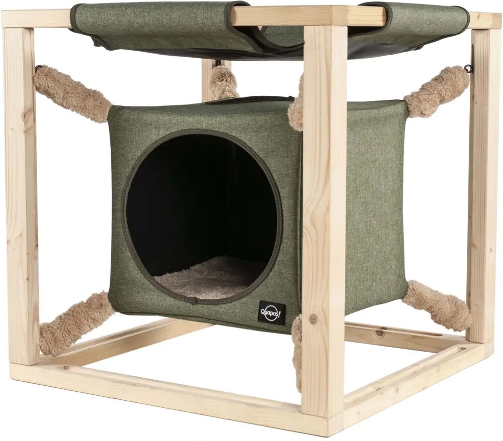 Quapas! Lit pour chats avec hamac Catcube Vert M 54x54x54 cm