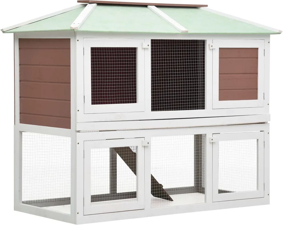 vidaXL Cage double pour animaux Marron Bois