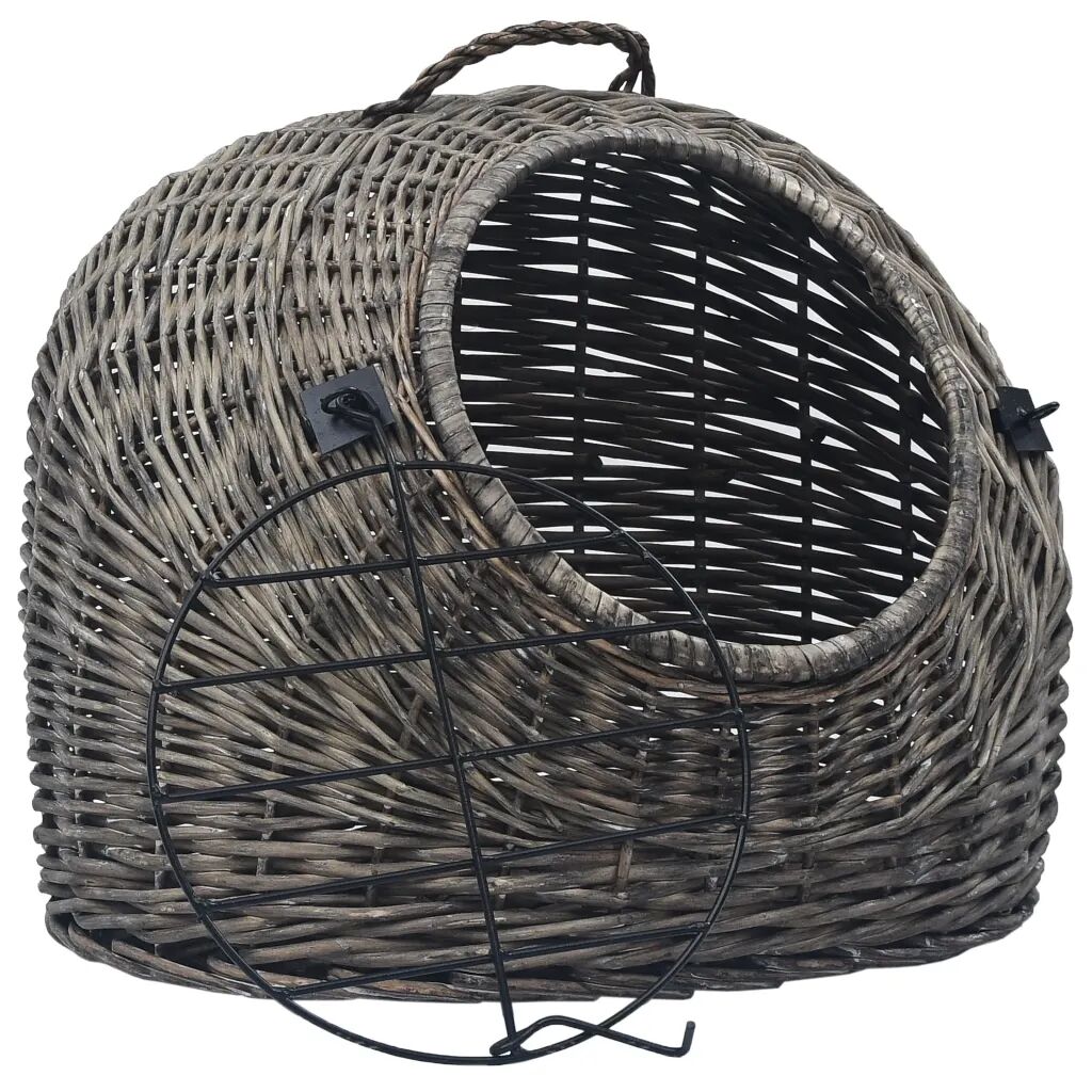 vidaXL Cage de transport pour chats Gris 50x42x40 cm Saule naturel