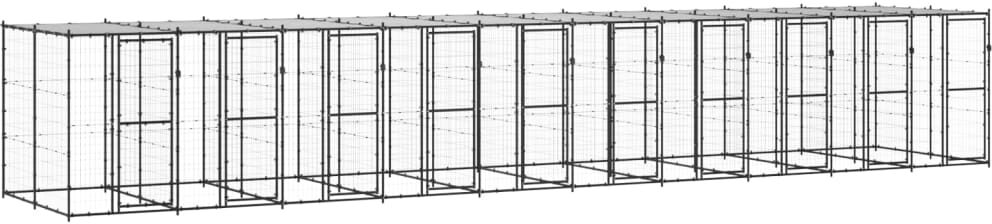 vidaXL Chenil extérieur Acier avec toit 24,2 m²