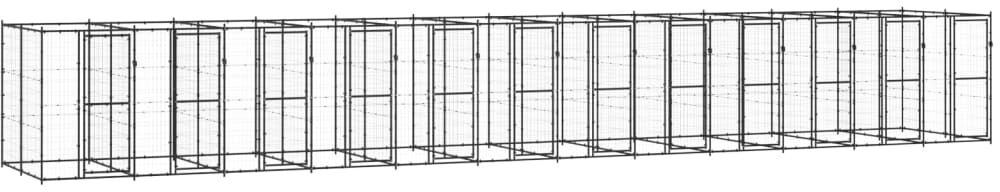 vidaXL Chenil d'extérieur pour chiens Acier 29,04 m²