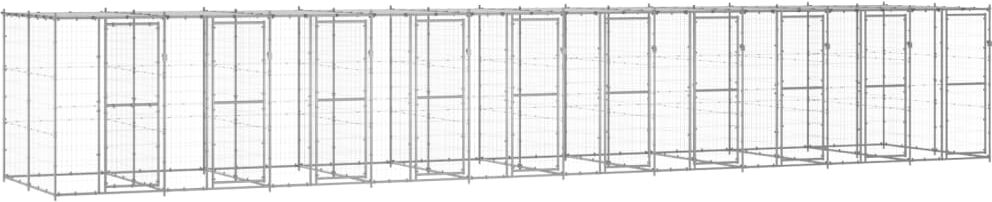 vidaXL Chenil extérieur Acier galvanisé avec toit 24,2 m²