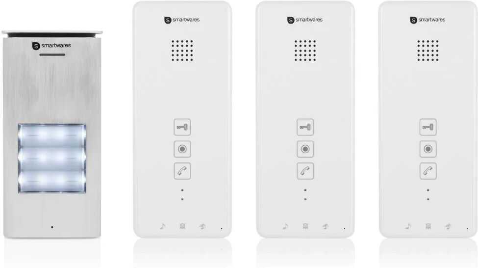 Smartwares Système d'interphone audio 3 appartements 20,5x8,6x2,1 cm