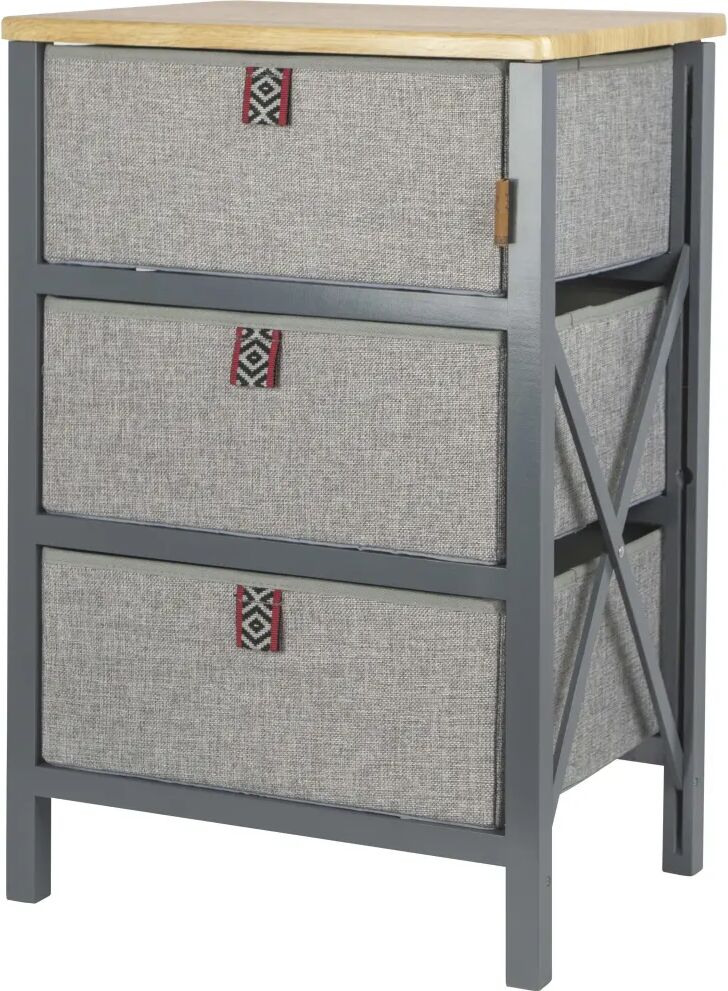 Bo-Camp Armoire pliable avec 3 tiroirs Hamlets Gris