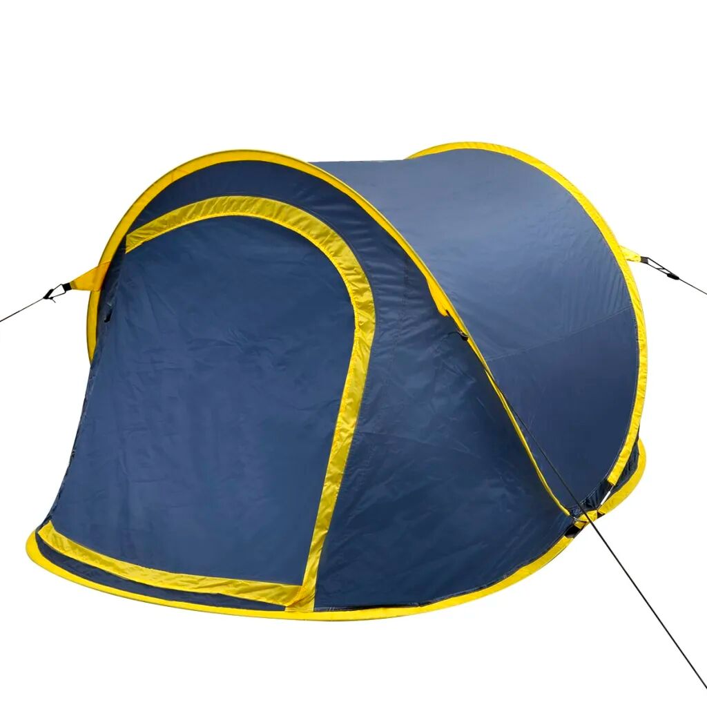 vidaXL Tente de camping escamotable 2 personnes Bleu marine/Jaune