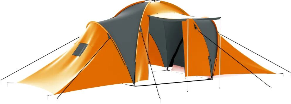 vidaXL Tente de camping 9 personnes Tissu Gris et orange