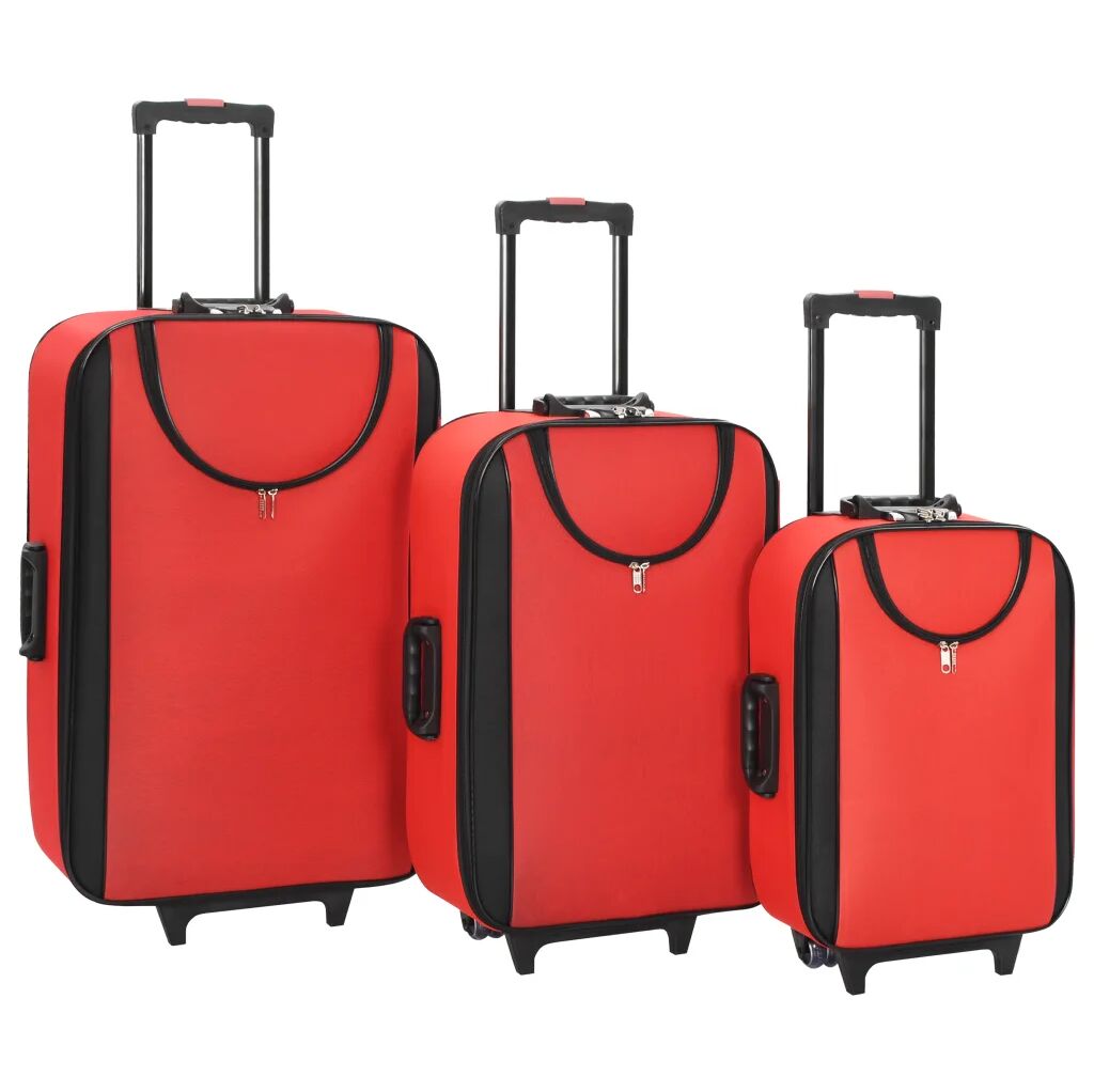 vidaXL Valises souples 3 pcs Rouge Tissu oxford