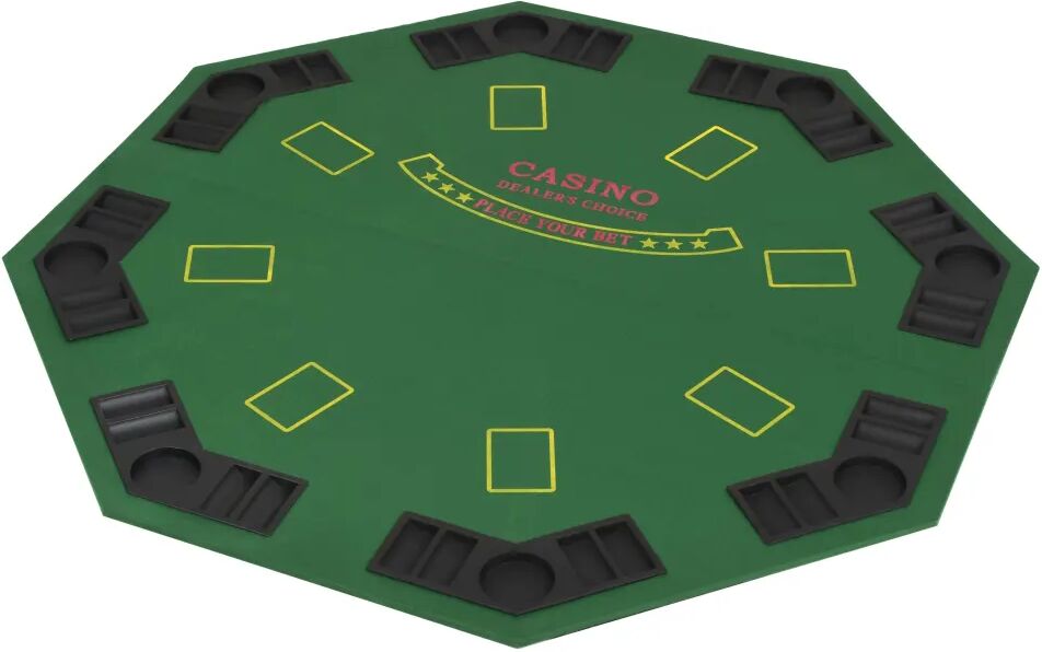 vidaXL Dessus de table de poker pour 8 joueurs 2 plis Octogonal Vert