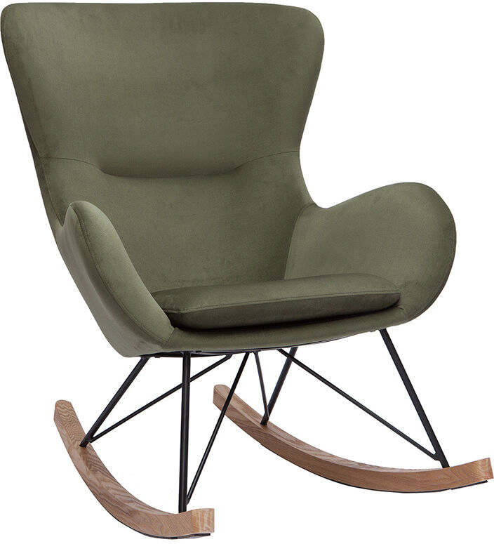 Miliboo Rocking chair design effet velours kaki ESKUA