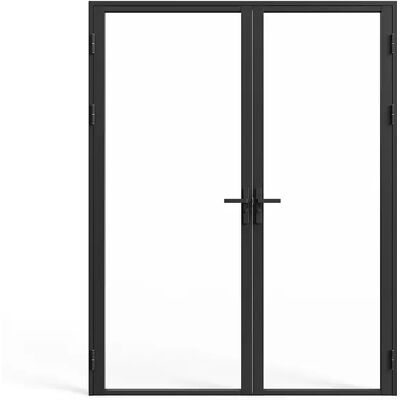Vente-unique Bloc porte réversible à deux battants en aluminium et verre trempé - 2 x H204 x L73 cm - Noir - LOXTON Vente-unique Bloc porte réversible à deux battants en aluminium et verre trempé - 2 x H204 x L73 cm - Noir - LOXTON