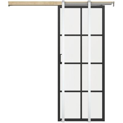 Vente-unique Porte coulissante avec système à galandage en aluminium et verre trempé - H205 x L83 cm - WILDEN II Vente-unique Porte coulissante avec système à galandage en aluminium et verre trempé - H205 x L83 cm - WILDEN II