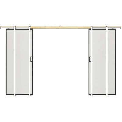 Vente-unique Porte coulissante double avec système à galandage - aluminium et verre trempé dépoli - 2 x H205 x L83 cm - LINCI II Vente-unique Porte coulissante double avec système à galandage - aluminium et verre trempé dépoli - 2 x H205 x L83 cm - LINCI II