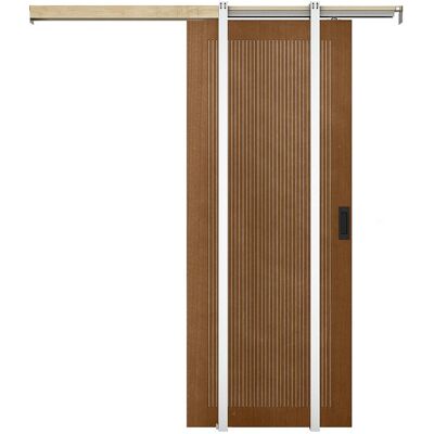 Vente-unique Porte coulissante avec système à galandage en MDF et bois - naturel foncé - H205 x L83 cm - SANDORA Vente-unique Porte coulissante avec système à galandage en MDF et bois - naturel foncé - H205 x L83 cm - SANDORA