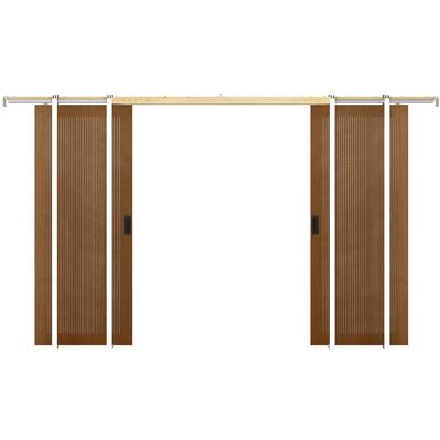 Vente-unique Porte coulissante double avec système à galandage en MDF et bois - naturel foncé - 2 x H205 x L73 cm - SANDORA Vente-unique Porte coulissante double avec système à galandage en MDF et bois - naturel foncé - 2 x H205 x L73 cm - SANDORA