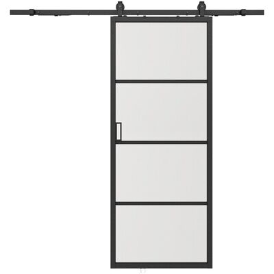 Vente-unique Porte coulissante avec système en applique - aluminium et verre trempé transparent - H205 x L63 cm - SINCA II Vente-unique Porte coulissante avec système en applique - aluminium et verre trempé transparent - H205 x L63 cm - SINCA II