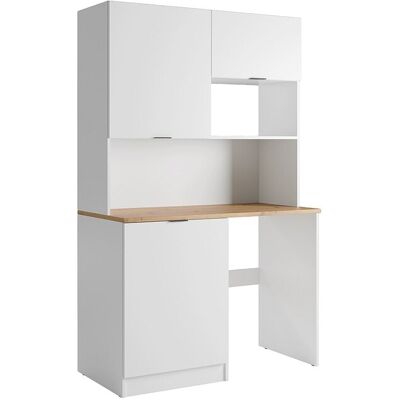 Vente-unique Meuble multifonction kitchenette et buanderie - Avec plan de travail 120 cm - Blanc et naturel - CARMEO Vente-unique Meuble multifonction kitchenette et buanderie - Avec plan de travail 120 cm - Blanc et naturel - CARMEO