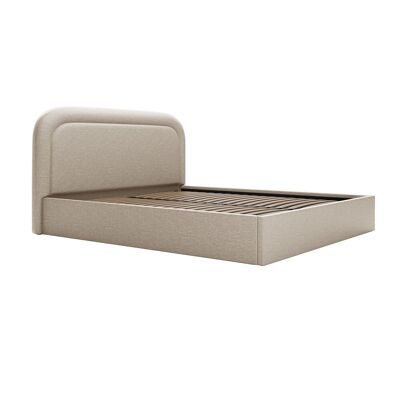 Vente-unique Lit coffre 140 x 190 cm - Tissu chiné - Beige - FIREZA II Vente-unique Lit coffre 140 x 190 cm - Tissu chiné - Beige - FIREZA II