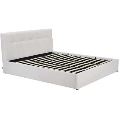 Vente-unique Lit coffre 180 x 200 cm - Tissu bouclette - Blanc - MAZIRI Vente-unique Lit coffre 180 x 200 cm - Tissu bouclette - Blanc - MAZIRI