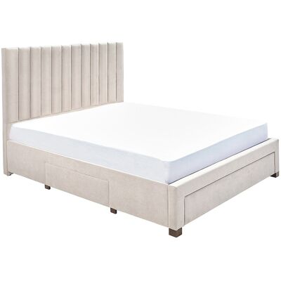 Vente-unique Lit avec 3 tiroirs 180 x 200 cm - Tissu - Beige - LIAKO Vente-unique Lit avec 3 tiroirs 180 x 200 cm - Tissu - Beige - LIAKO