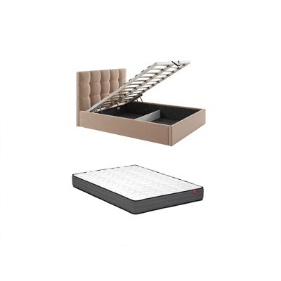 Vente-unique Lit coffre 200 x 200 cm - Velours - Beige + Matelas - MIRDAL Vente-unique Lit coffre 200 x 200 cm - Velours - Beige + Matelas - MIRDAL