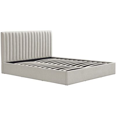 Vente-unique Lit coffre 140 x 190 cm – Tissu – Gris clair - SARANELI Vente-unique Lit coffre 140 x 190 cm – Tissu – Gris clair - SARANELI