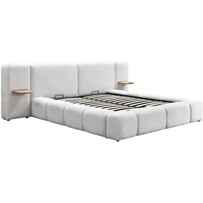 Vente-unique Lit coffre avec chevets 180 x 200cm – Tissu bouclette – Beige – VILACO Vente-unique Lit coffre avec chevets 180 x 200cm – Tissu bouclette – Beige – VILACO