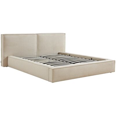 Vente-unique Lit coffre 160 x 200 cm – Velours côtelé – Beige - TAVESO Vente-unique Lit coffre 160 x 200 cm – Velours côtelé – Beige - TAVESO